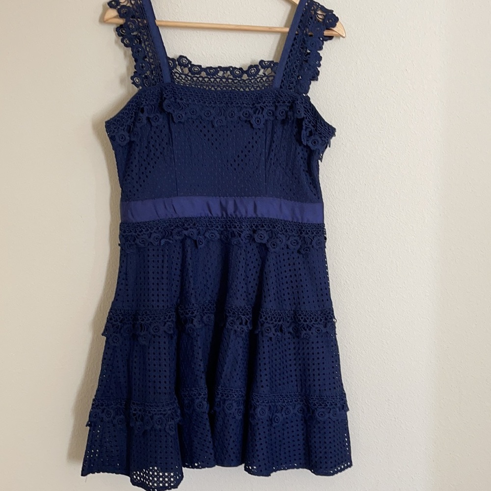 AQUA Bloomingdales Exclusive Blue Lace Dress SZ M